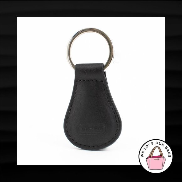 Coach Accessories - COACH VINTAGE BLACK LEATHER TEARDROP KEY FOB BAG CHARM KEYCHAIN HANG TAG